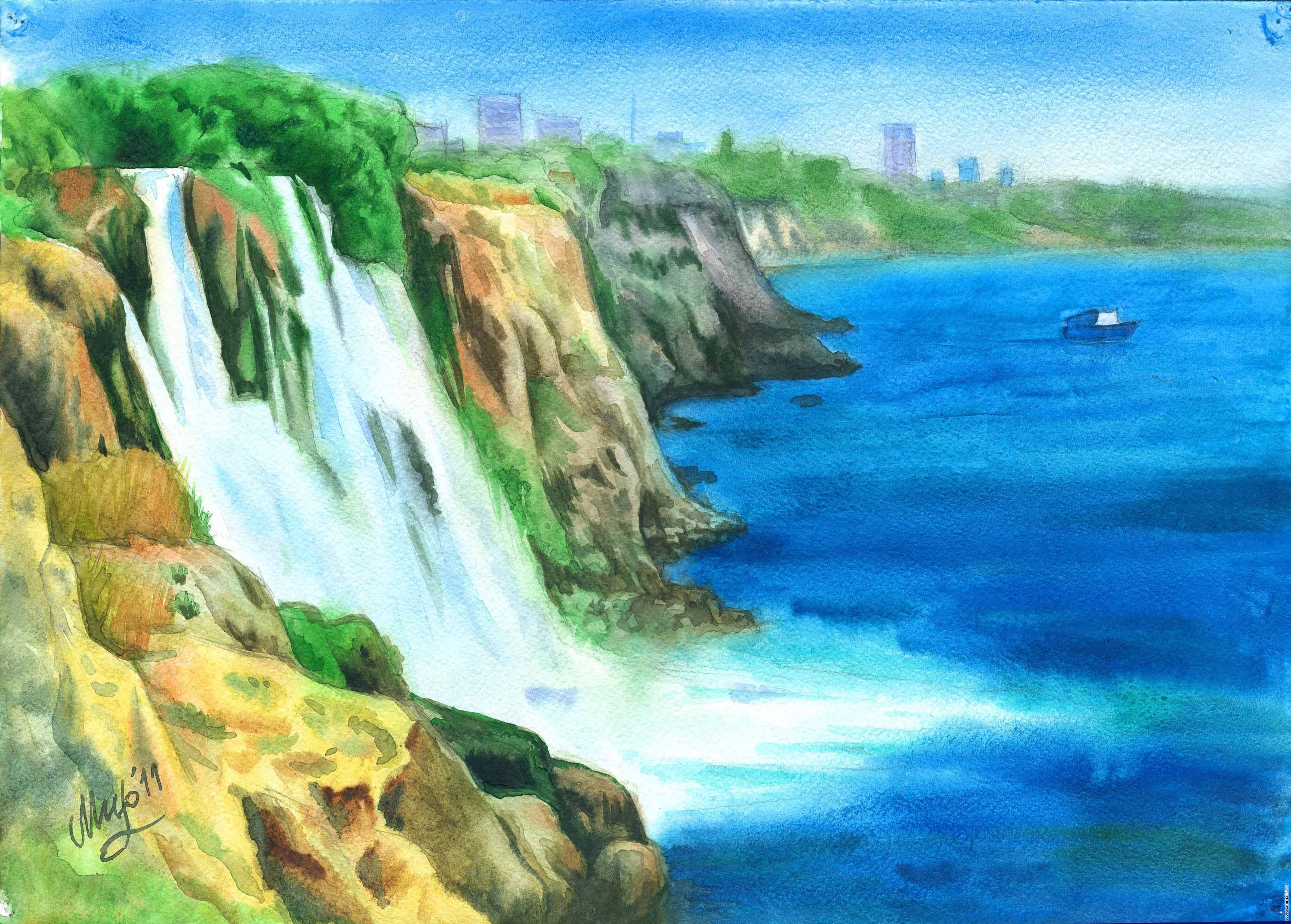 Водный пейзаж рисунки