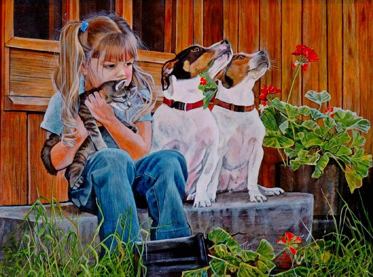 Картины дети и животные
