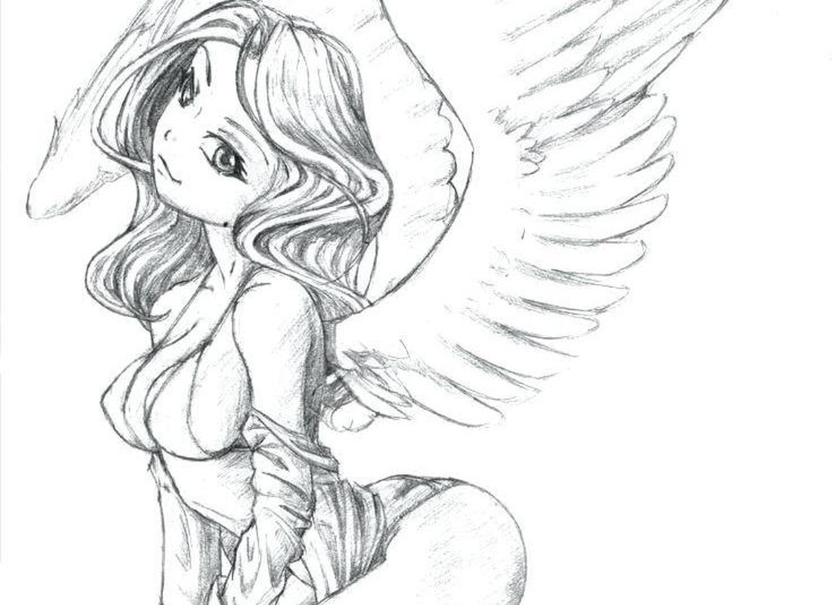 Рисунки ангелов карандашом
