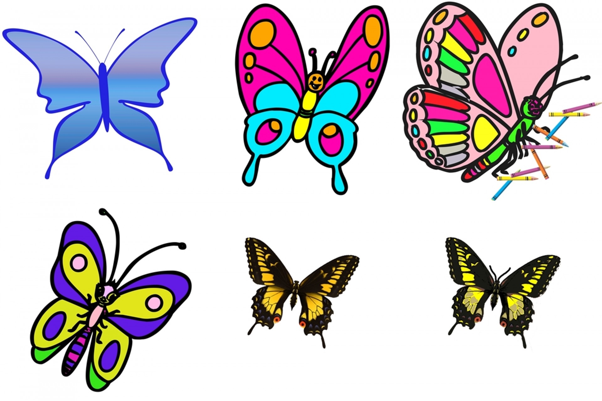 Бабочки маленькие рисунки для детей цветные