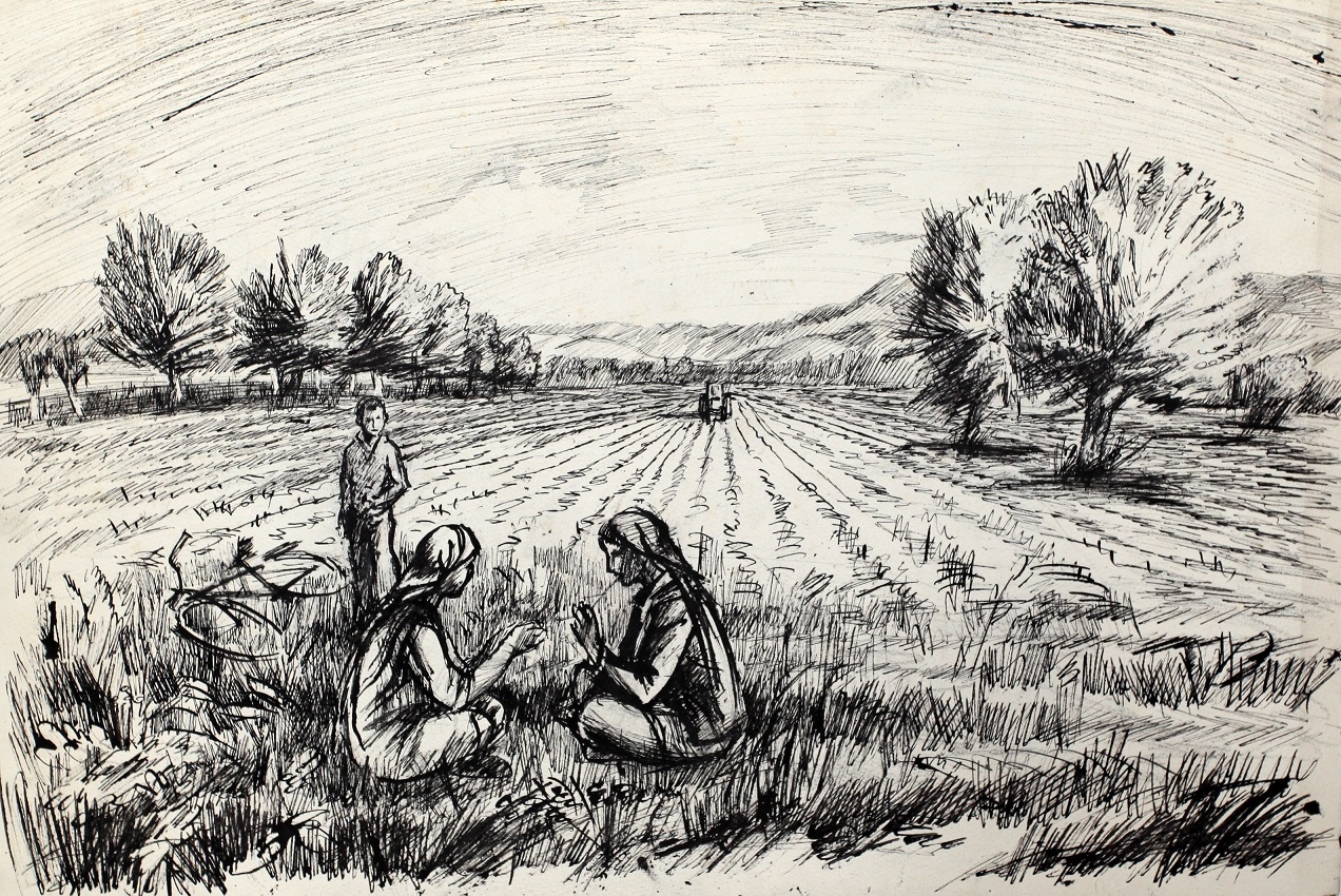 Пшеничное поле гравюра
