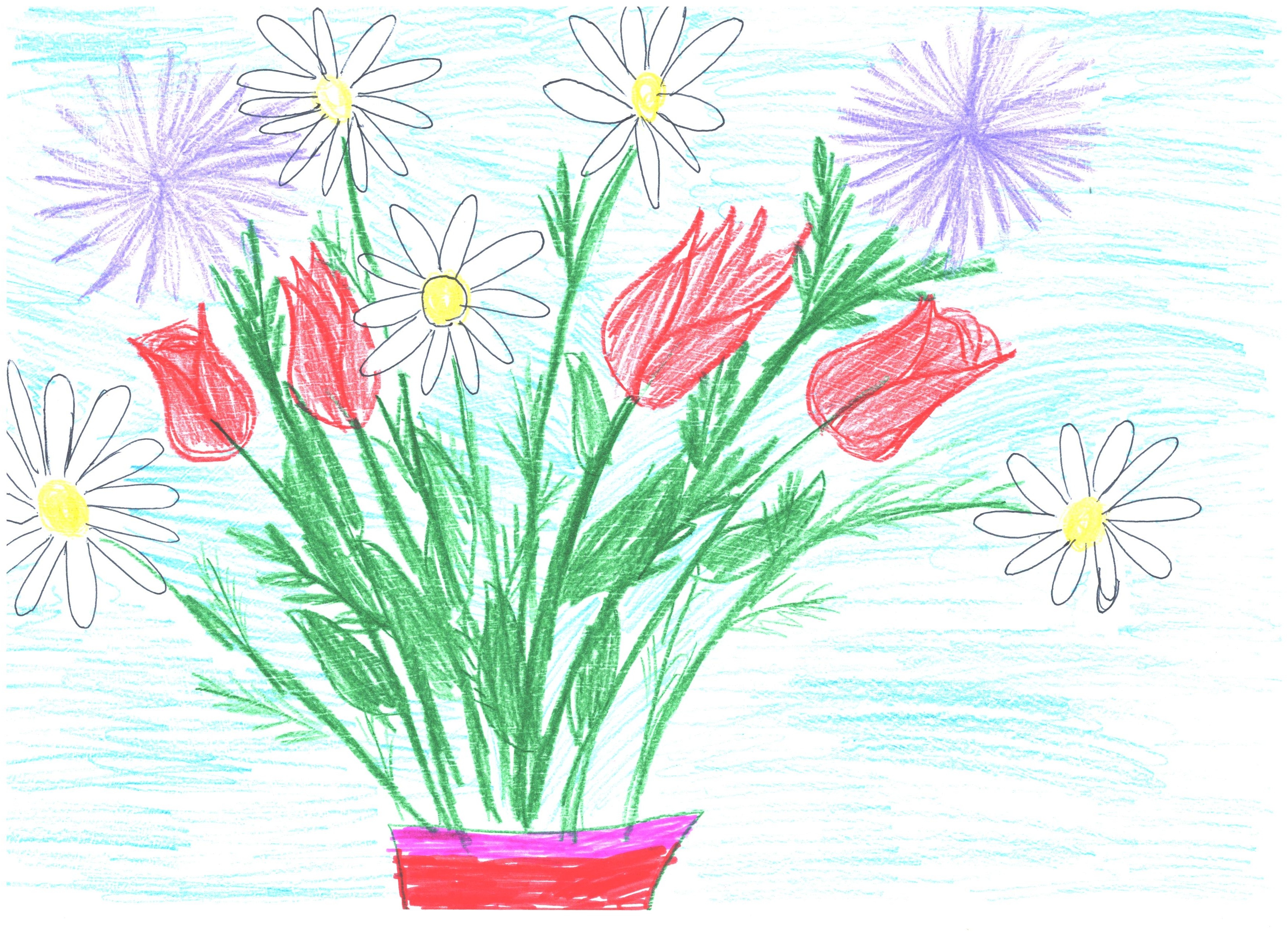 Весенний букет цветов рисунки для детей