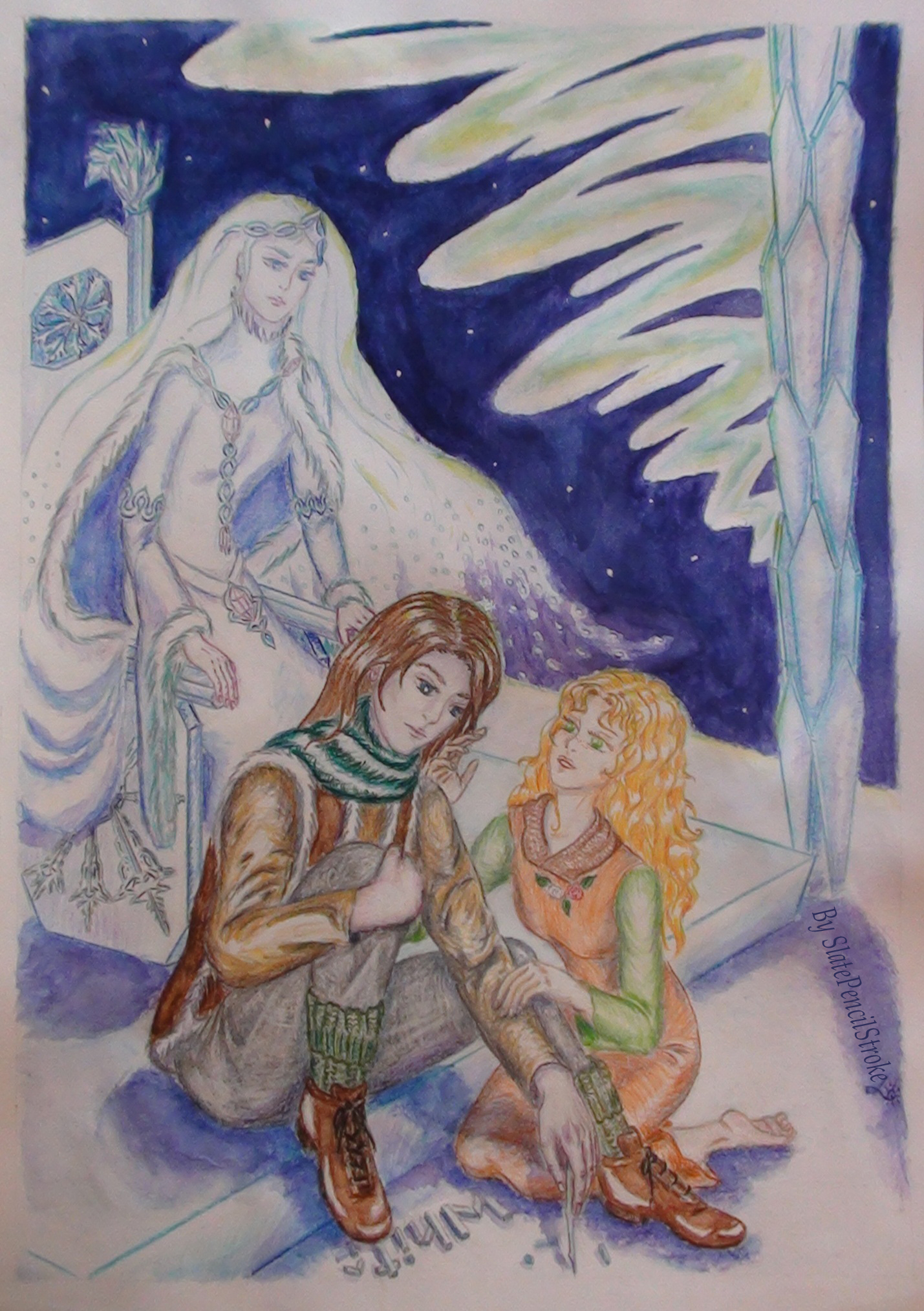 Рисунок Кай и Герда Снежная Королева