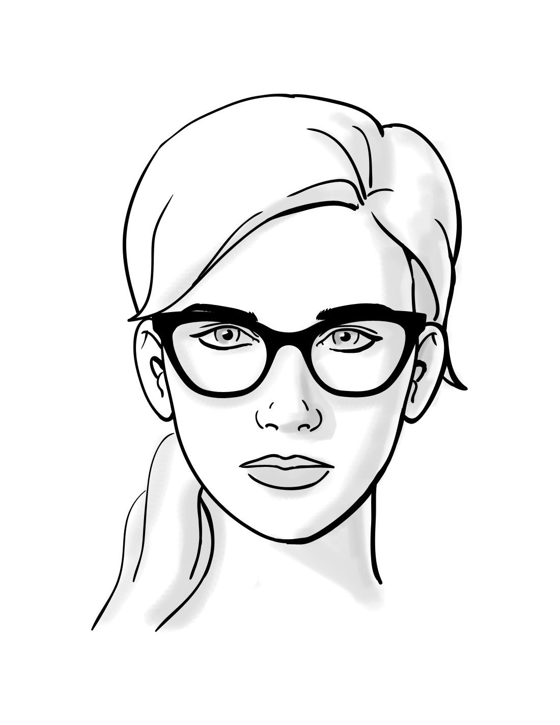Женщина в очках рисунок