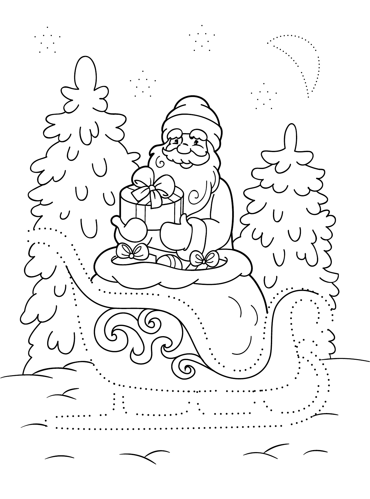 Раскраска Деда Мороза для детей 6-7 лет