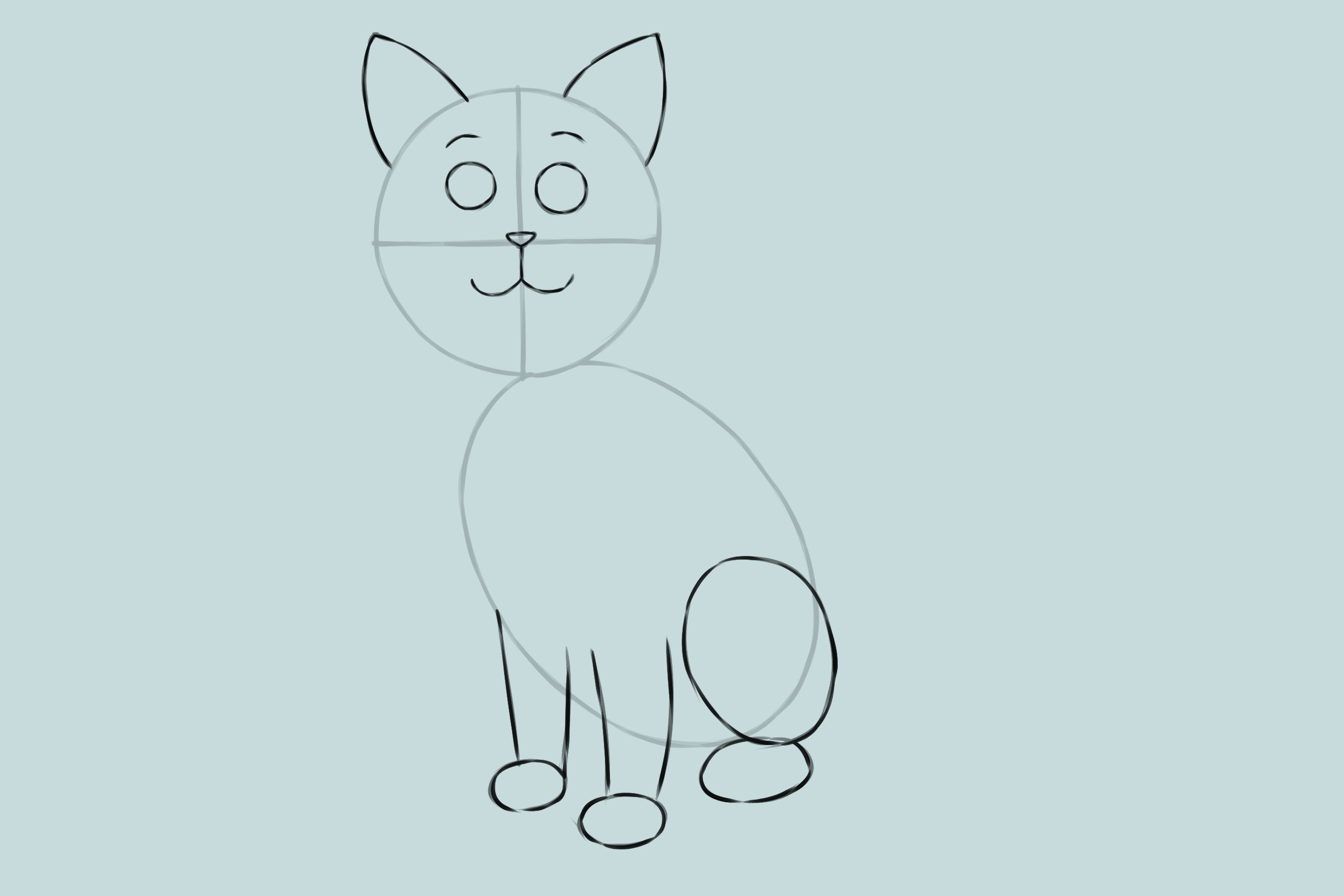 Схема рисования кошки в старшей группе
