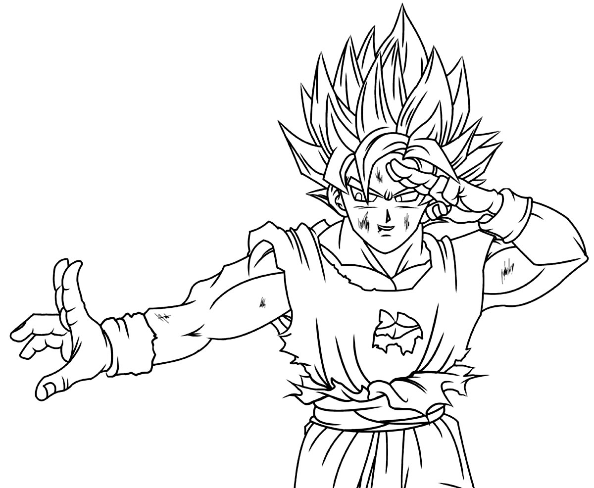 Goku super Saiyan черно белое