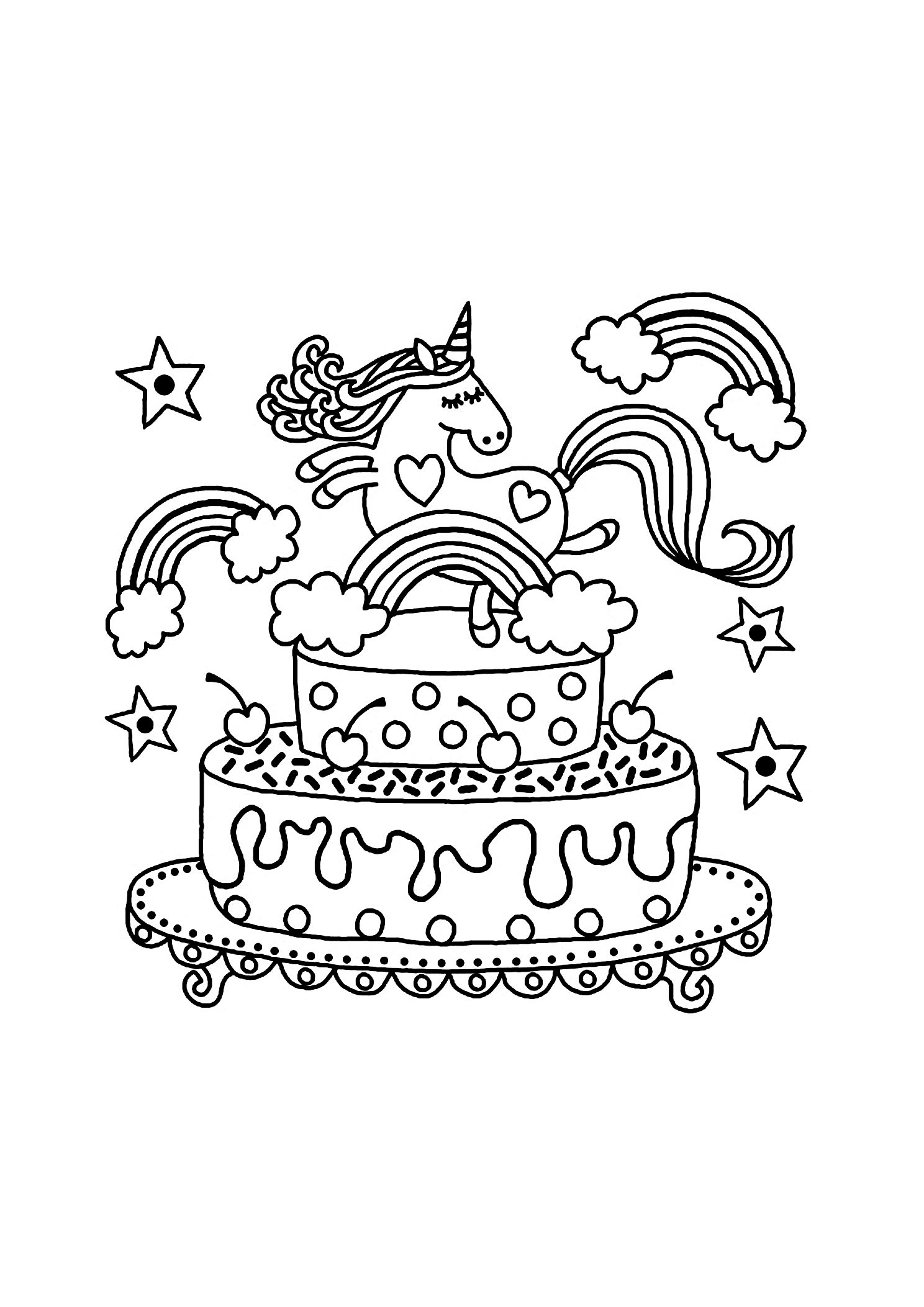 Единорог рисунок на торт распечатать