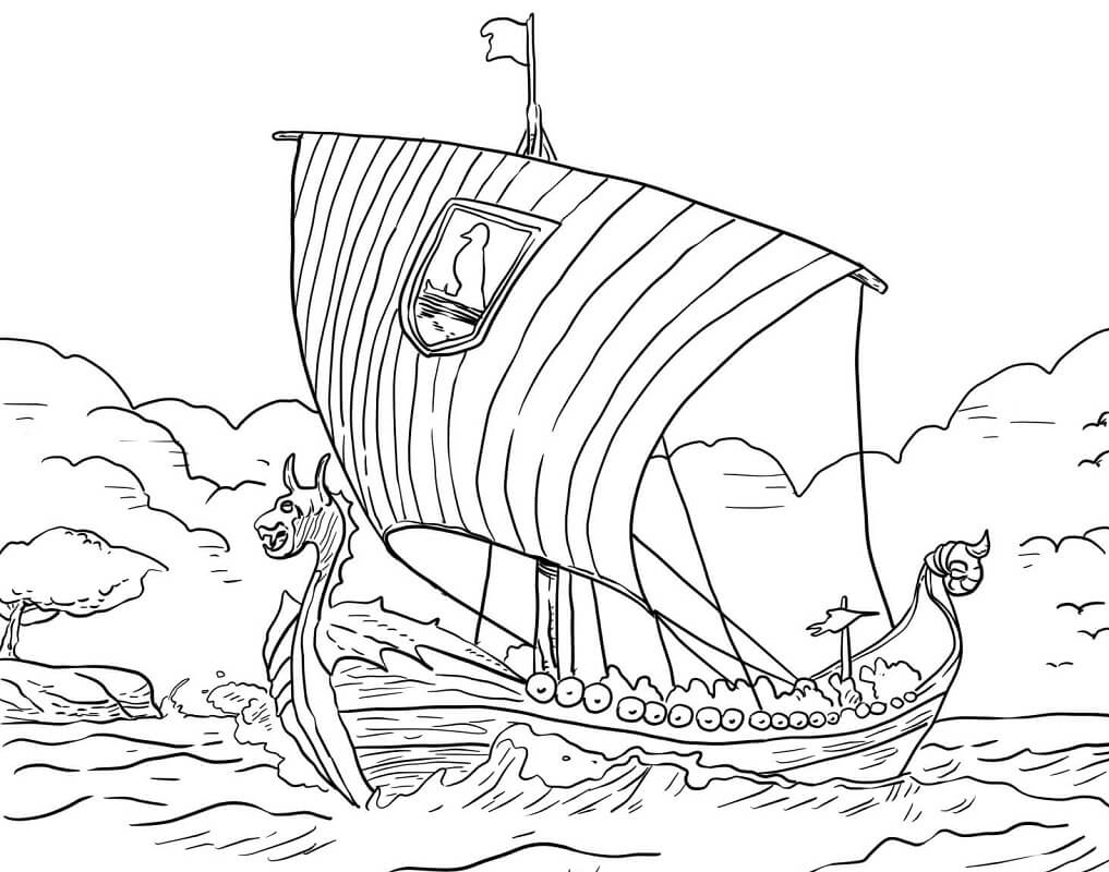 Драккар викингов раскраска