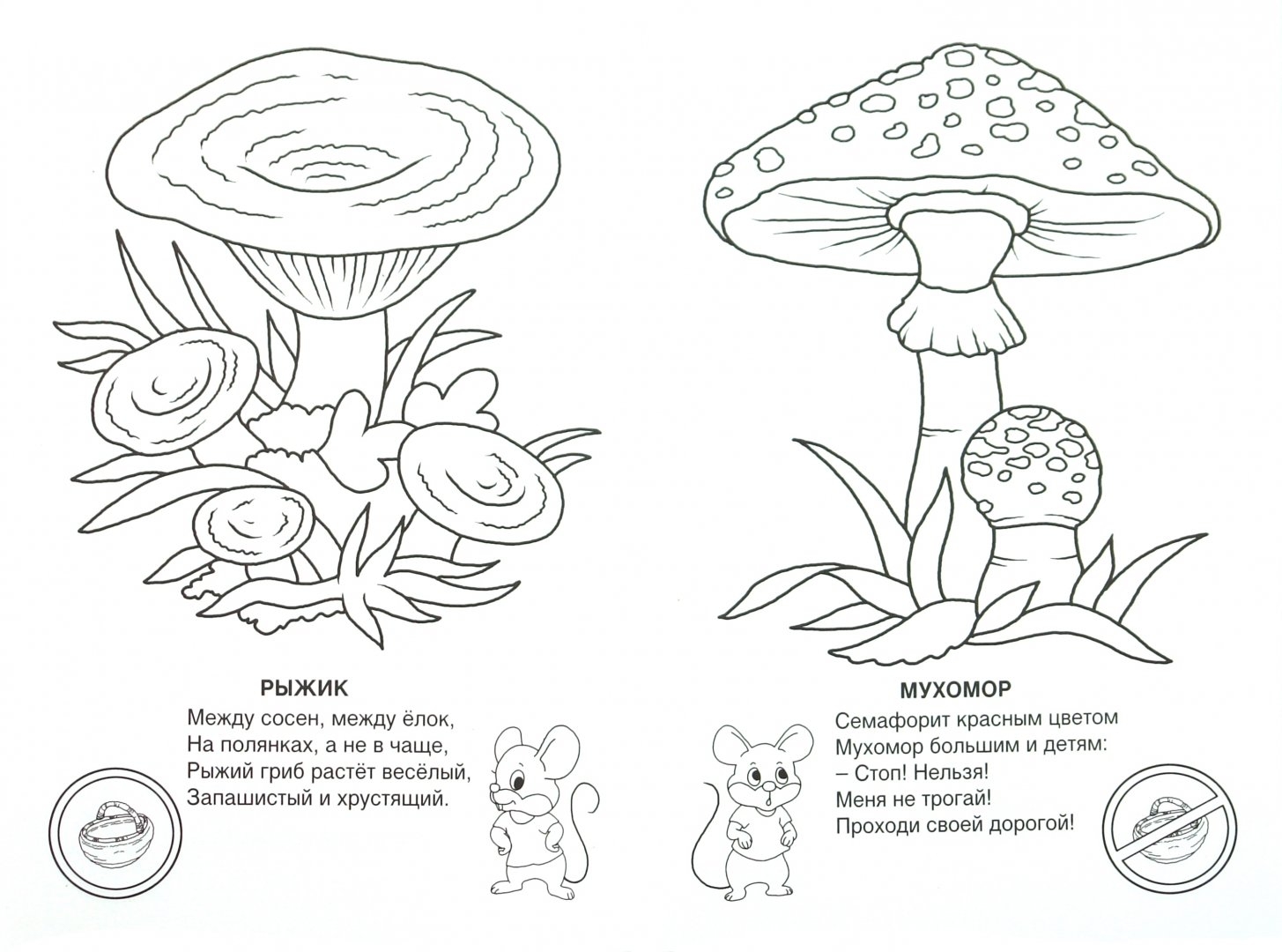 Съедобные и несъедобные грибы раскраска для детей