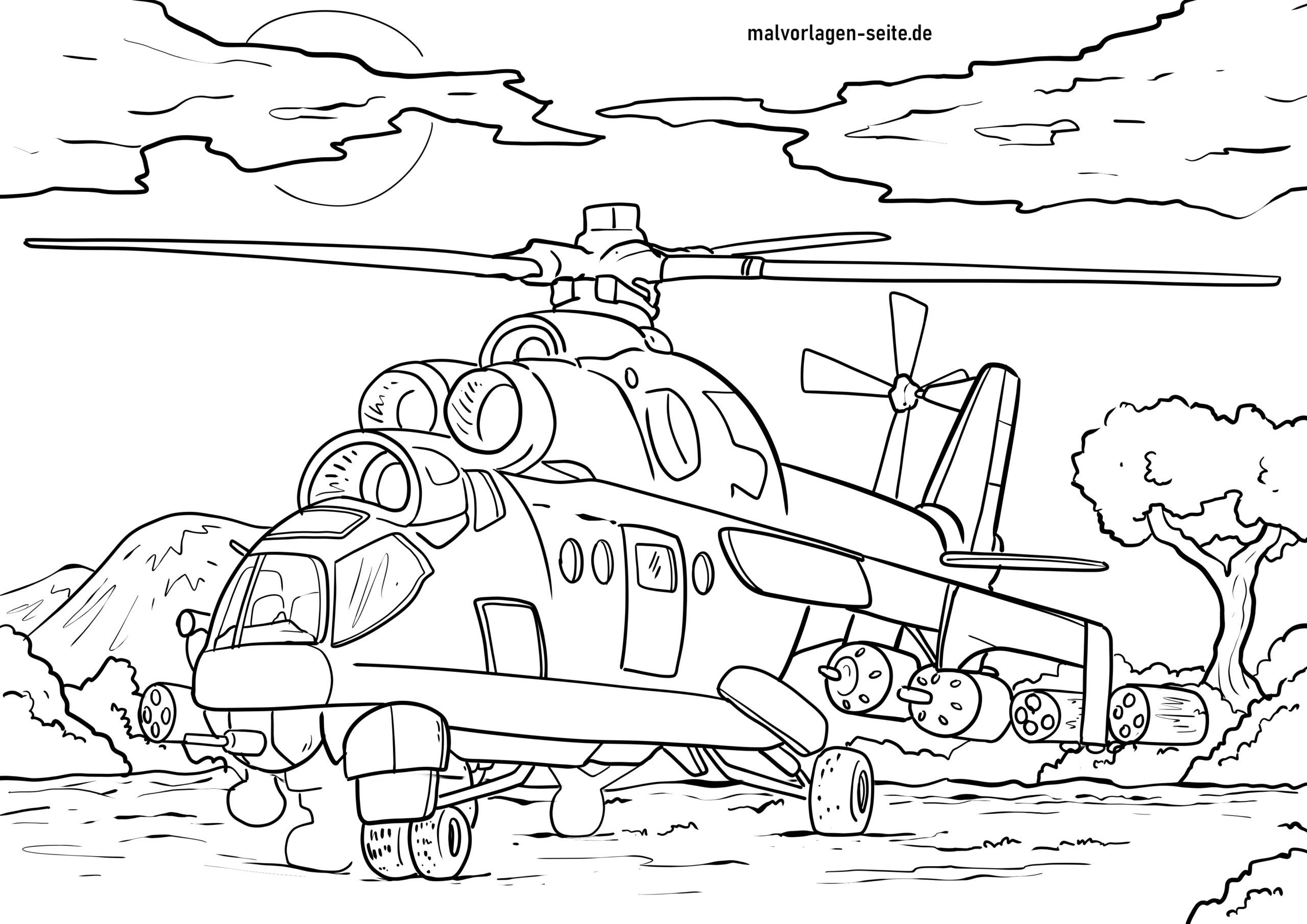 Раскраска танк и вертолет