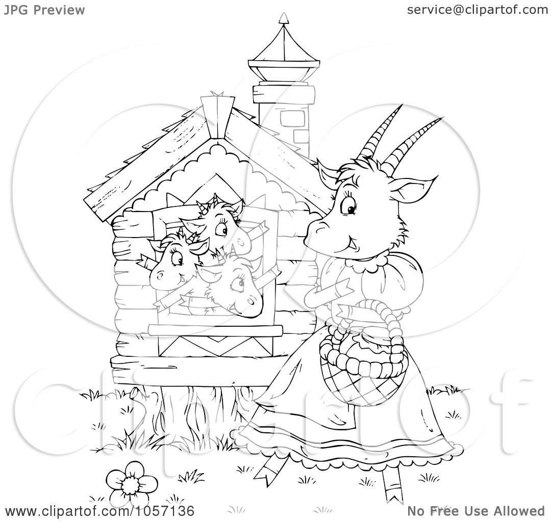 Раскраска домик с козлятами