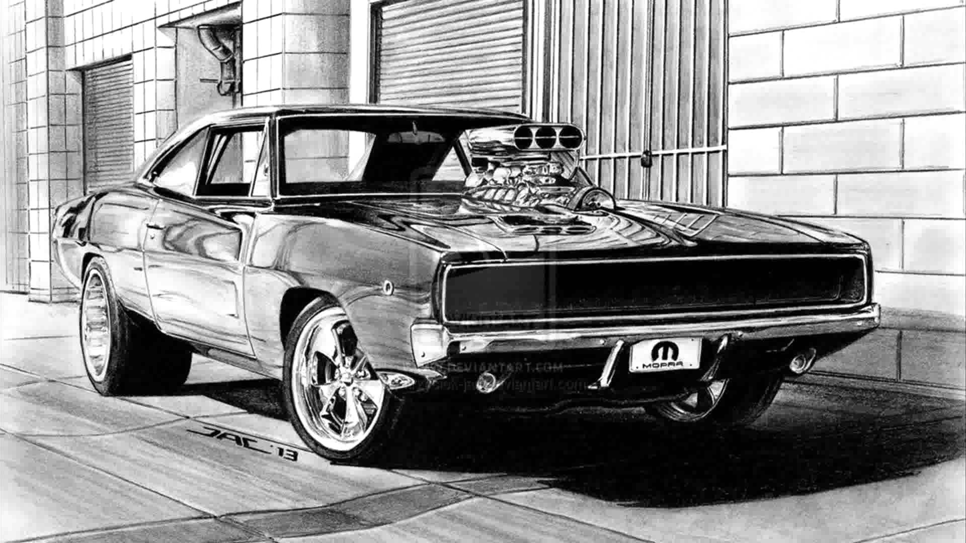 Dodge Charger 1969 рисунок