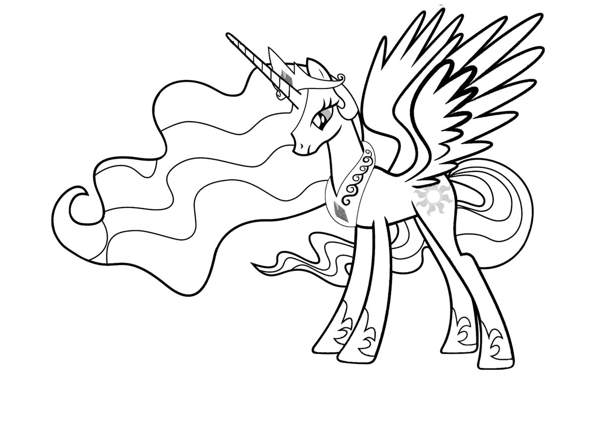 Раскраски my little Pony принцесса Селестия