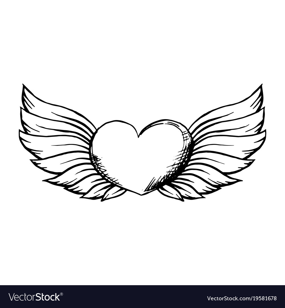 Срисовки сердце с крыльями