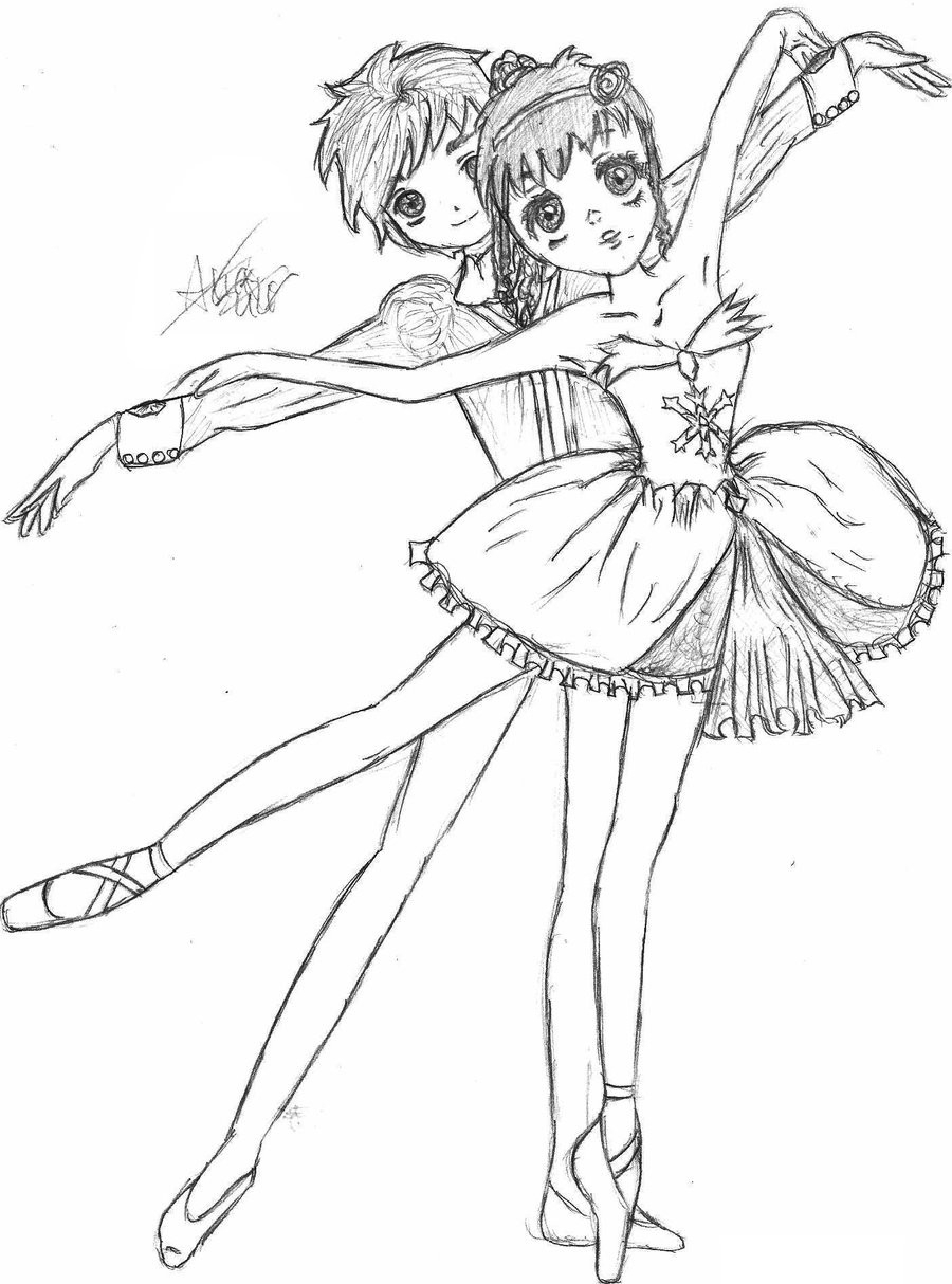 Раскраска аниме балерина