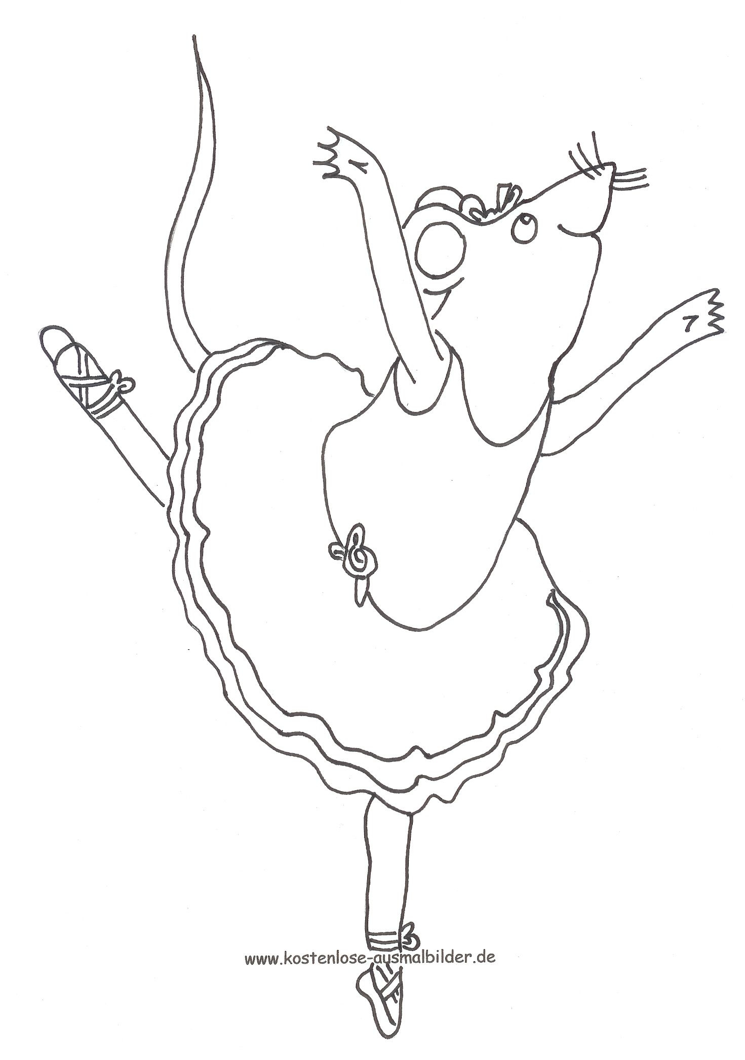 Мышка балерина раскраска