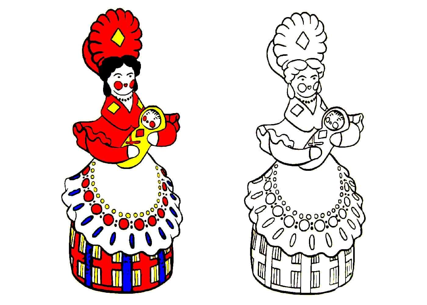 Дымковская игрушка раскраска для детей 3-4 лет