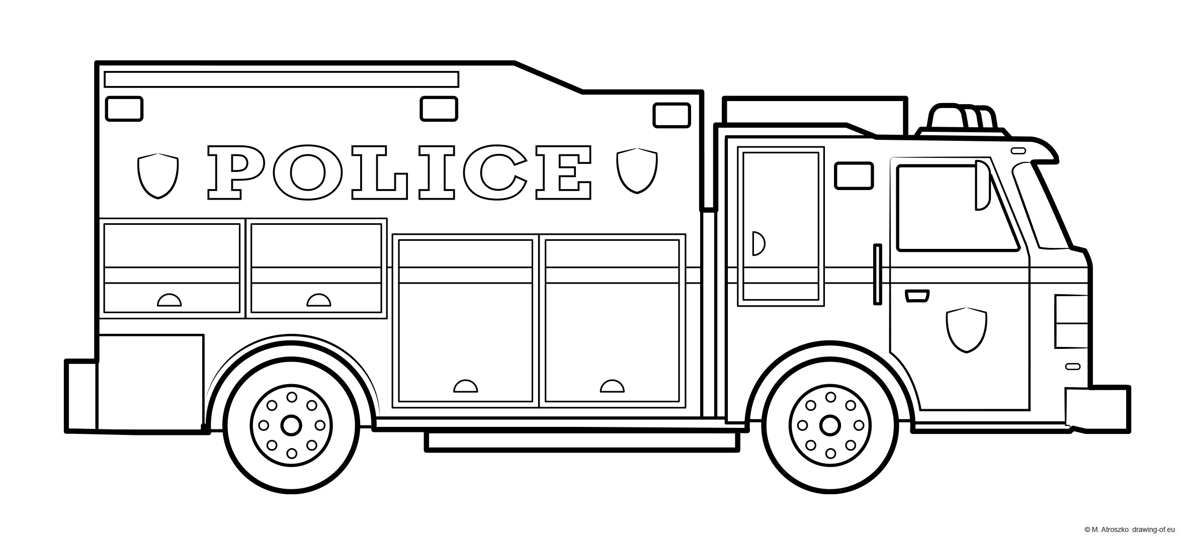 Полицейский грузовик раскраска