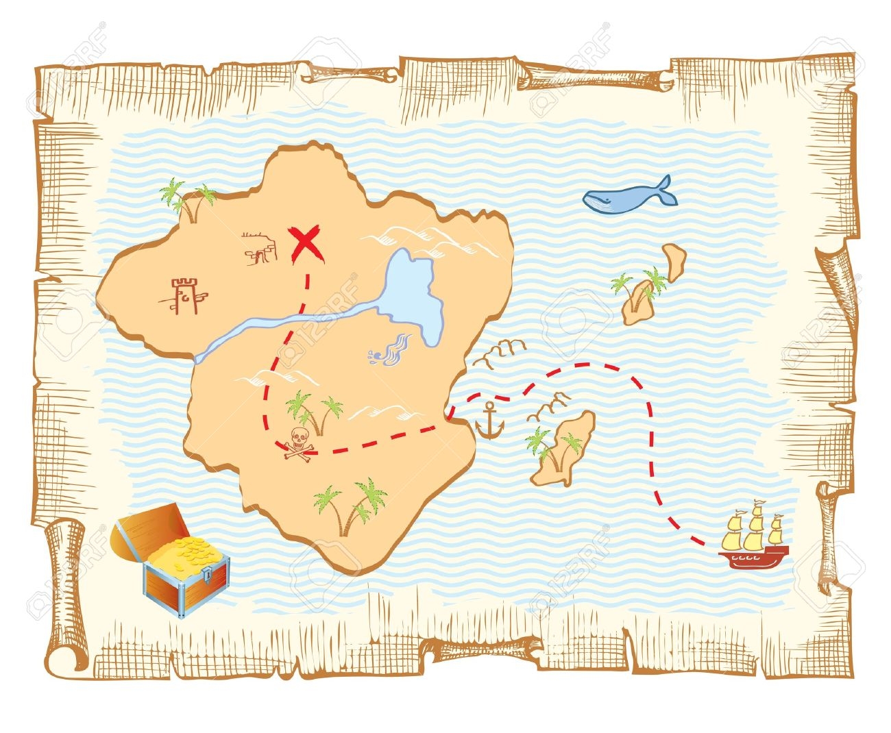 Карта морского путешествия для детей