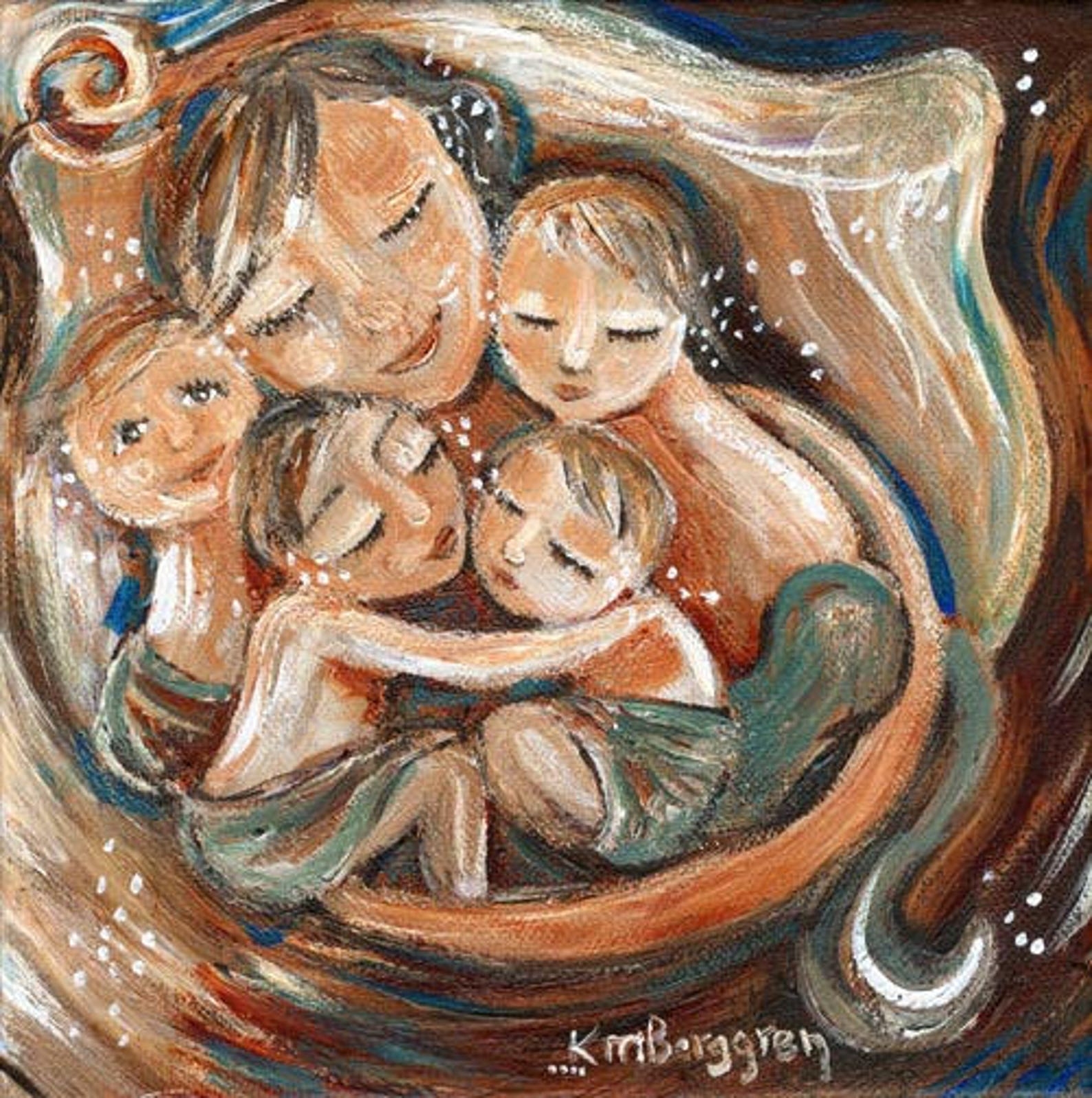 Кэти Берггрен картины семья трое детей