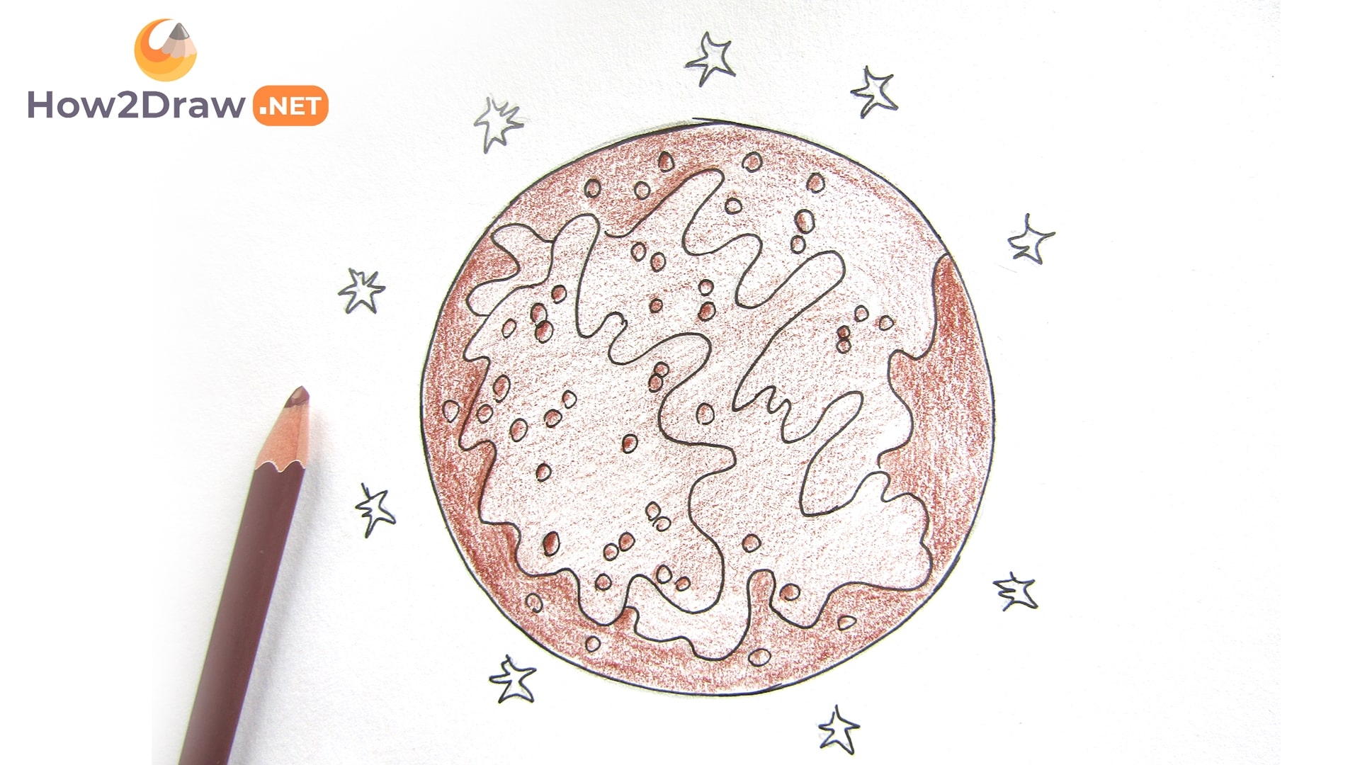 Планета Меркурий рисунок цветным карандашом для детей