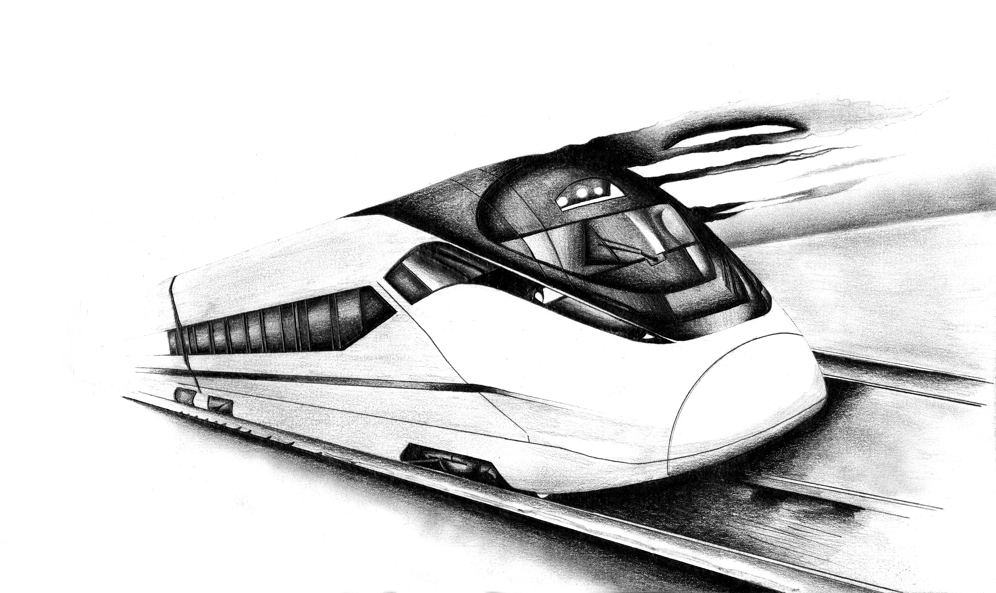 Скоростной поезд рисунок карандашом