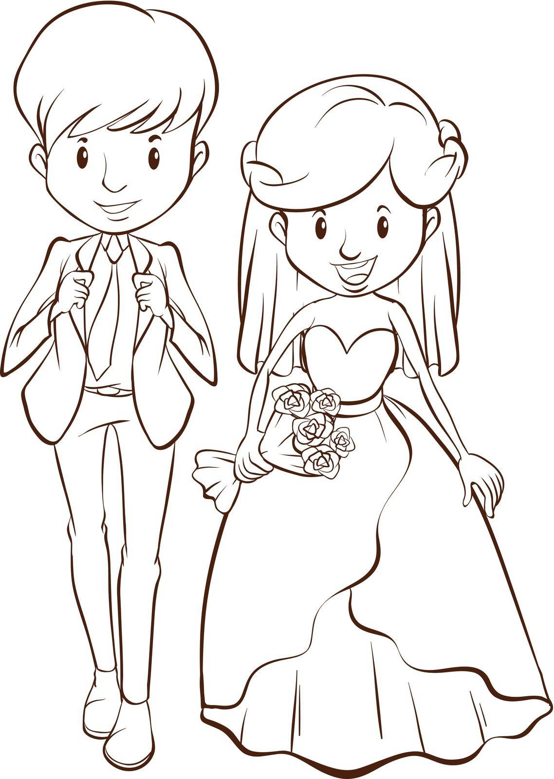 Жених и невеста рисунок карандашом