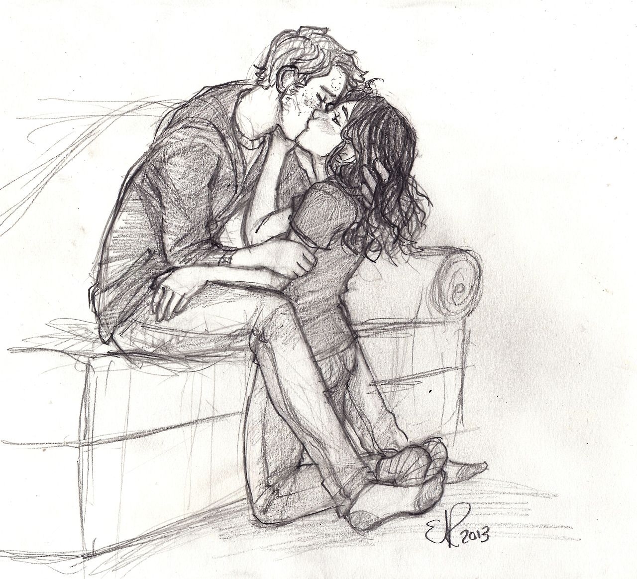 Рисунок карандашом парень с девушкой