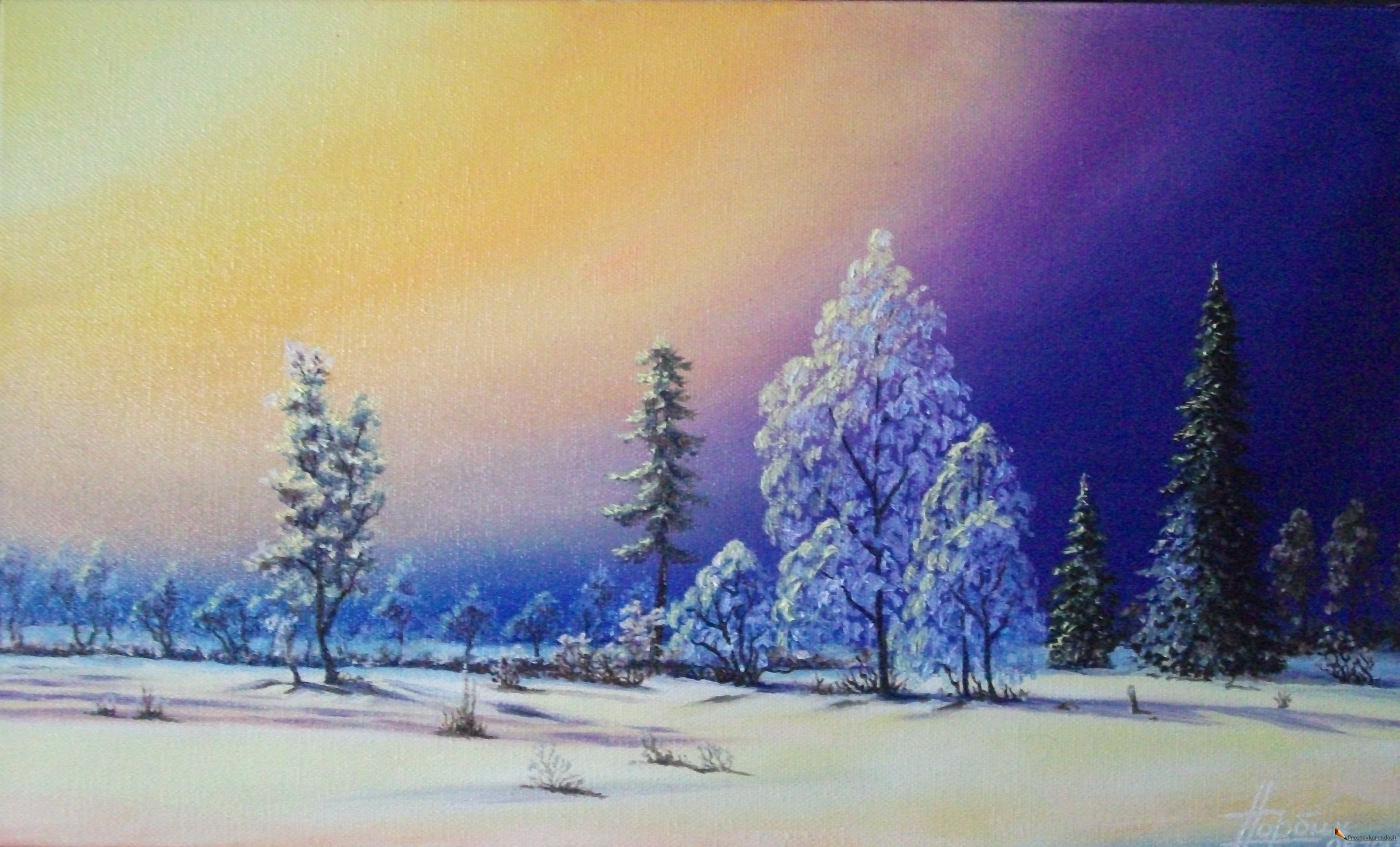 Волшебница зима живопись