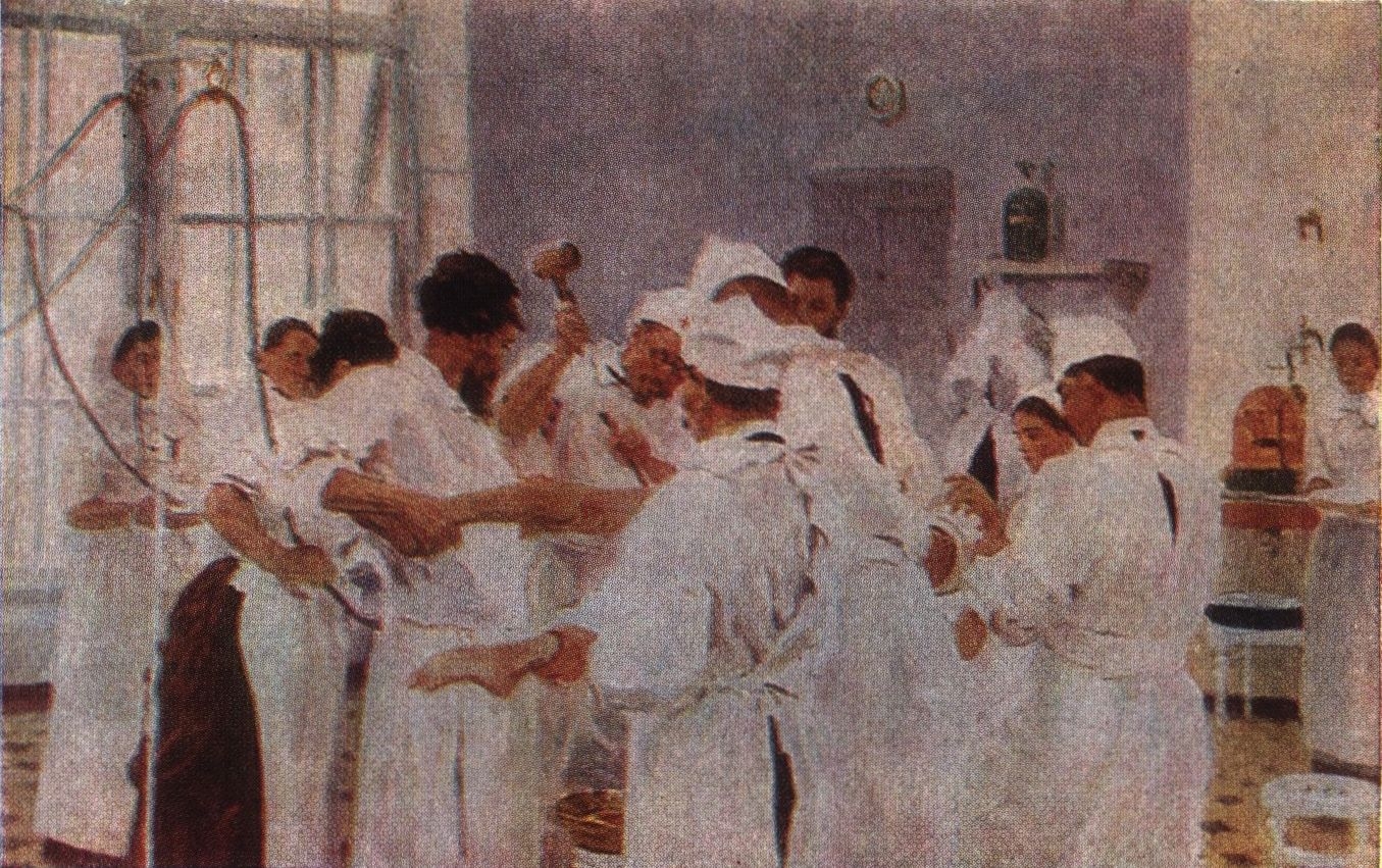 Илья Репин хирург е.в.Павлов в операционном зале. 1888