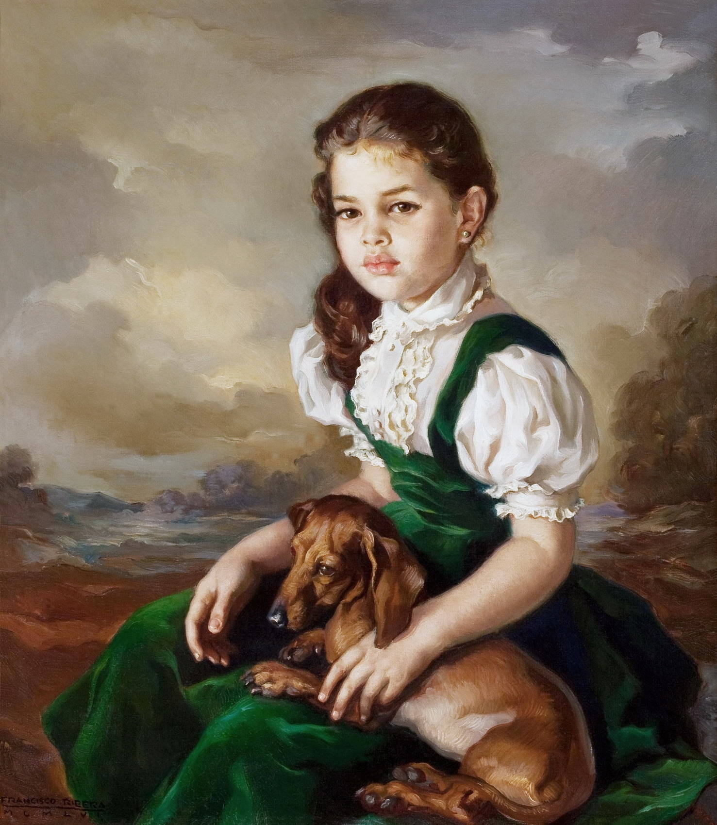 Франциско Рибера Гомес девочка с собакой