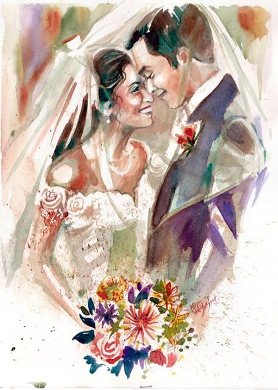 Жених и невеста картина