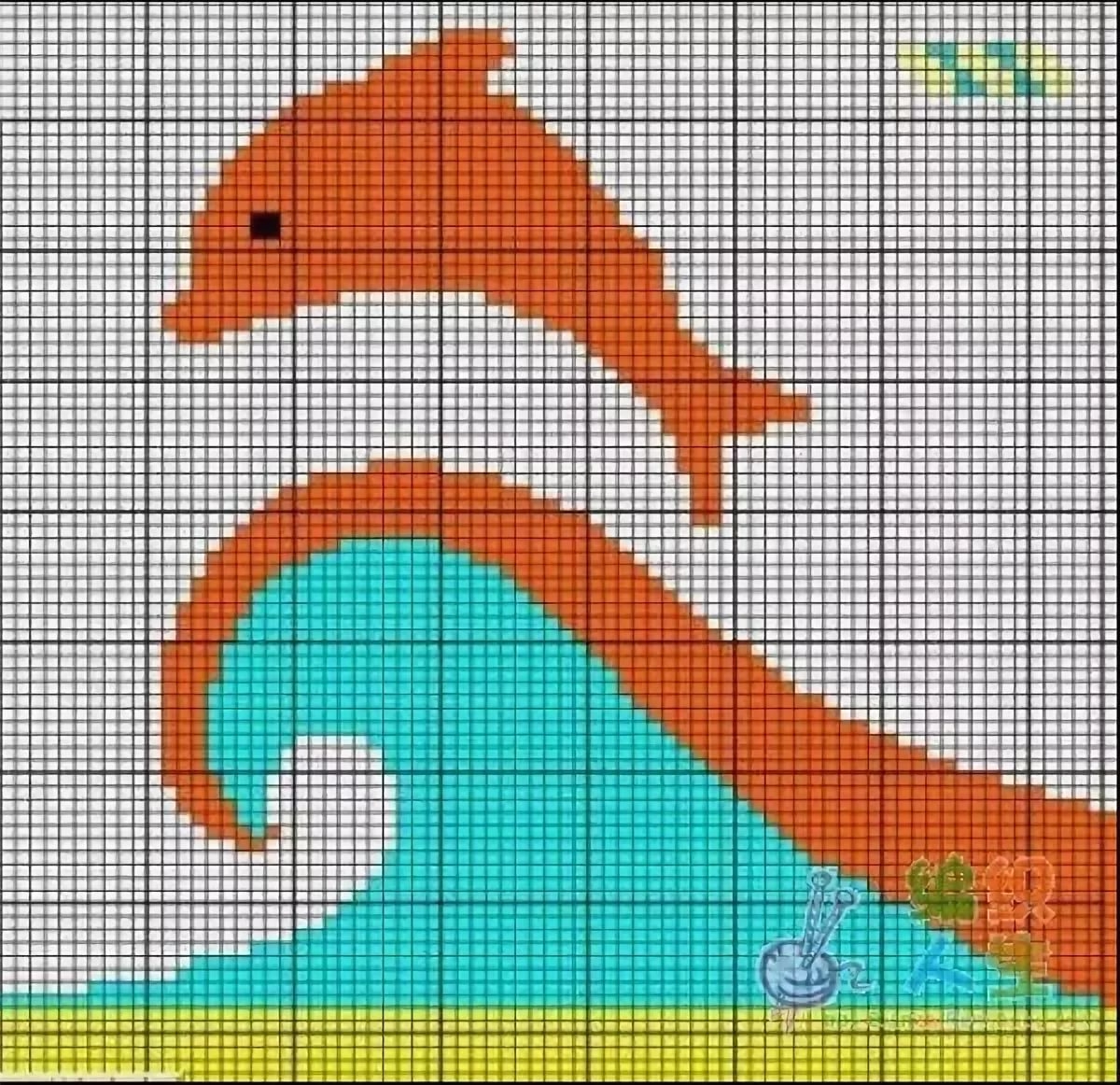 Орнамент для вязания дельфина