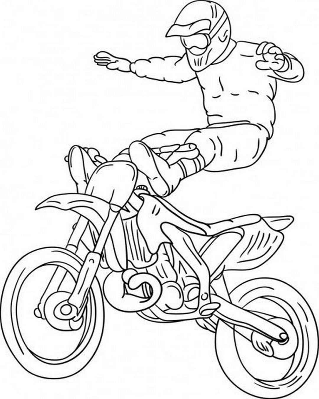 Трюковой мотоцикл раскраска