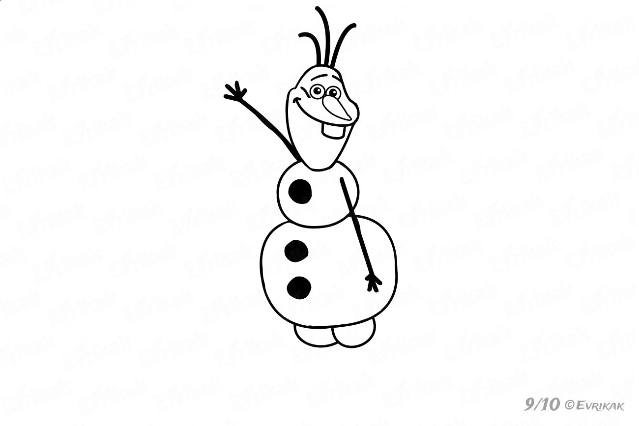 Нарисовать снеговика Олафа поэтапно