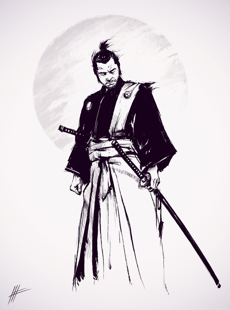 Самурай Ронин арт кимоно