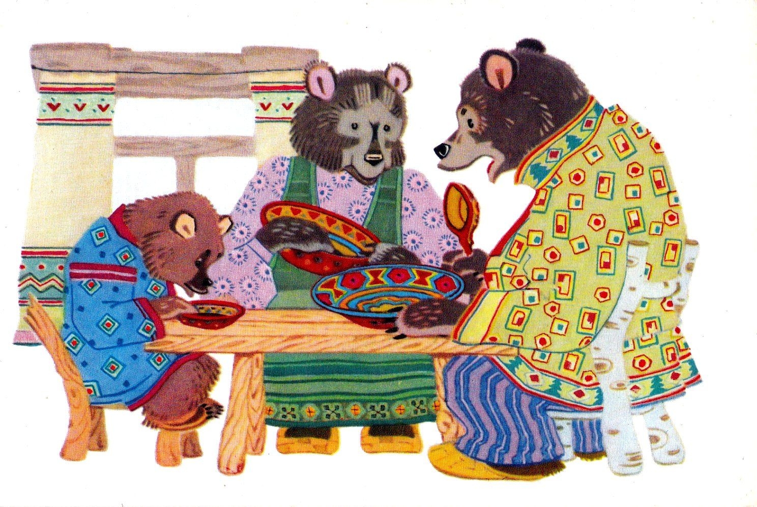 Три медведя толстой иллюстрации к сказке