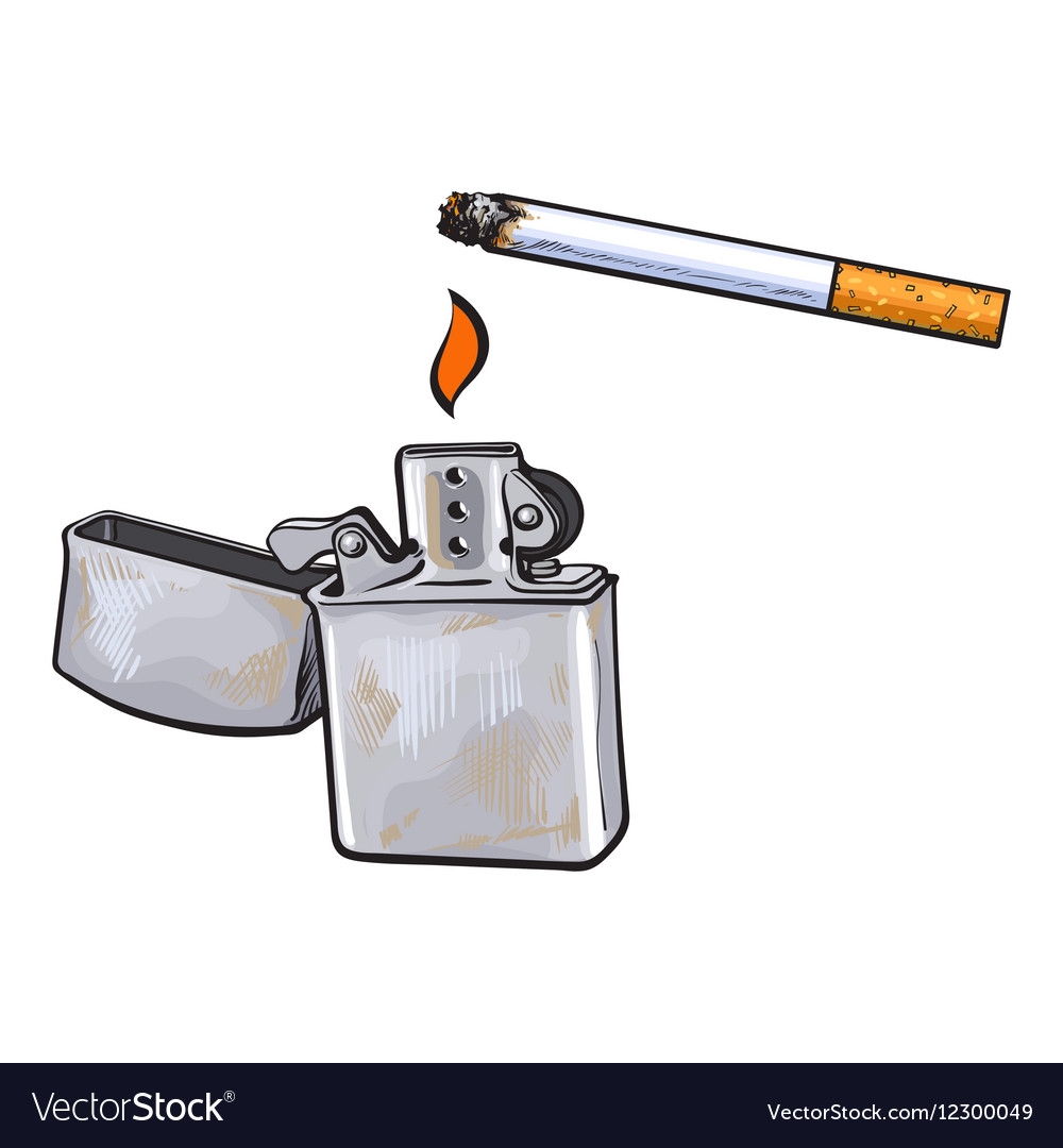 Зажигалка для сигарет на белом фоне
