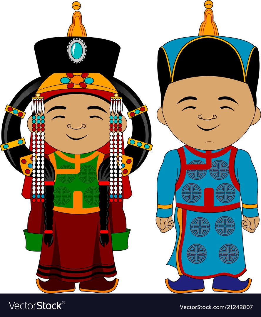 Монголия национальный костюм вектор