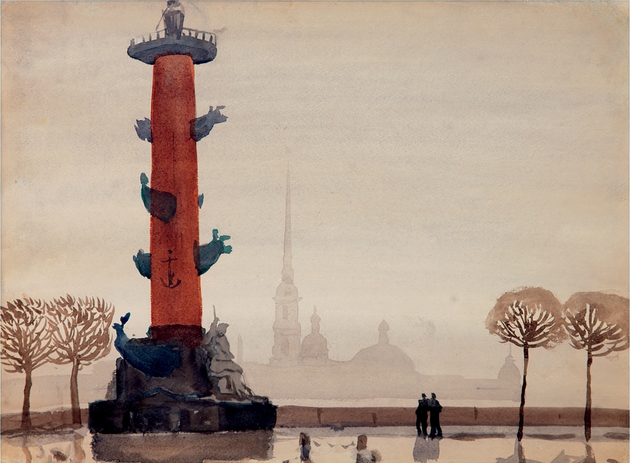 Ростральные колонны Санкт-Петербург живопись