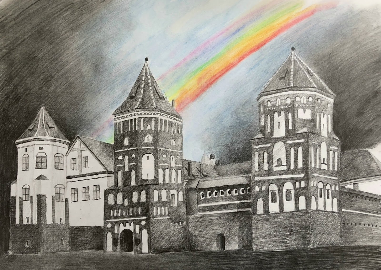 Достопримечательности Беларуси рисунки детей Мирский замок