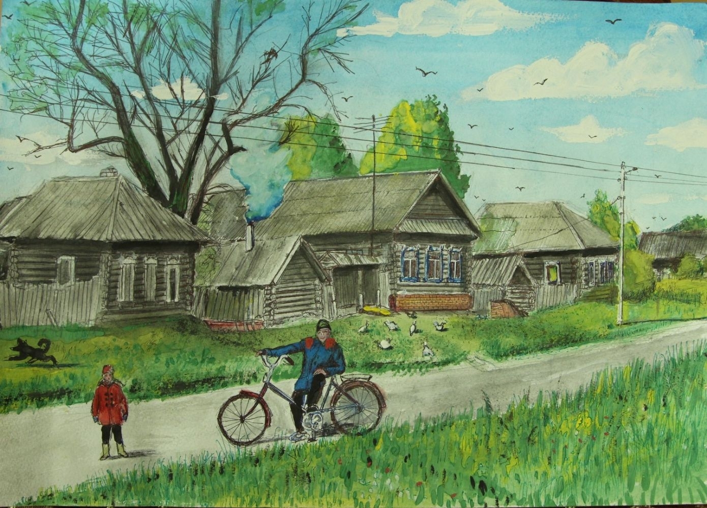 Дети на деревенской улице картины