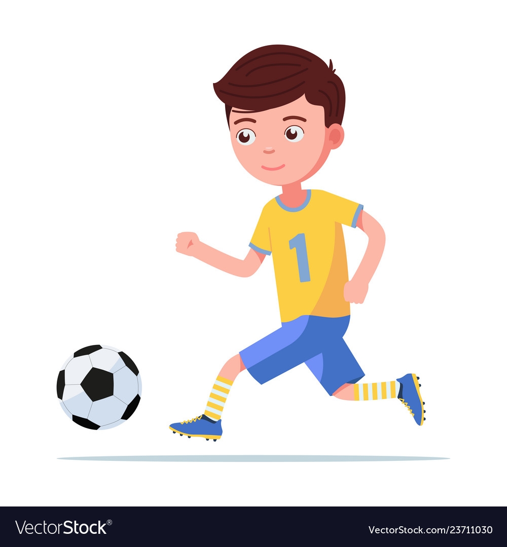 Мультяшный футболист в желтой форме