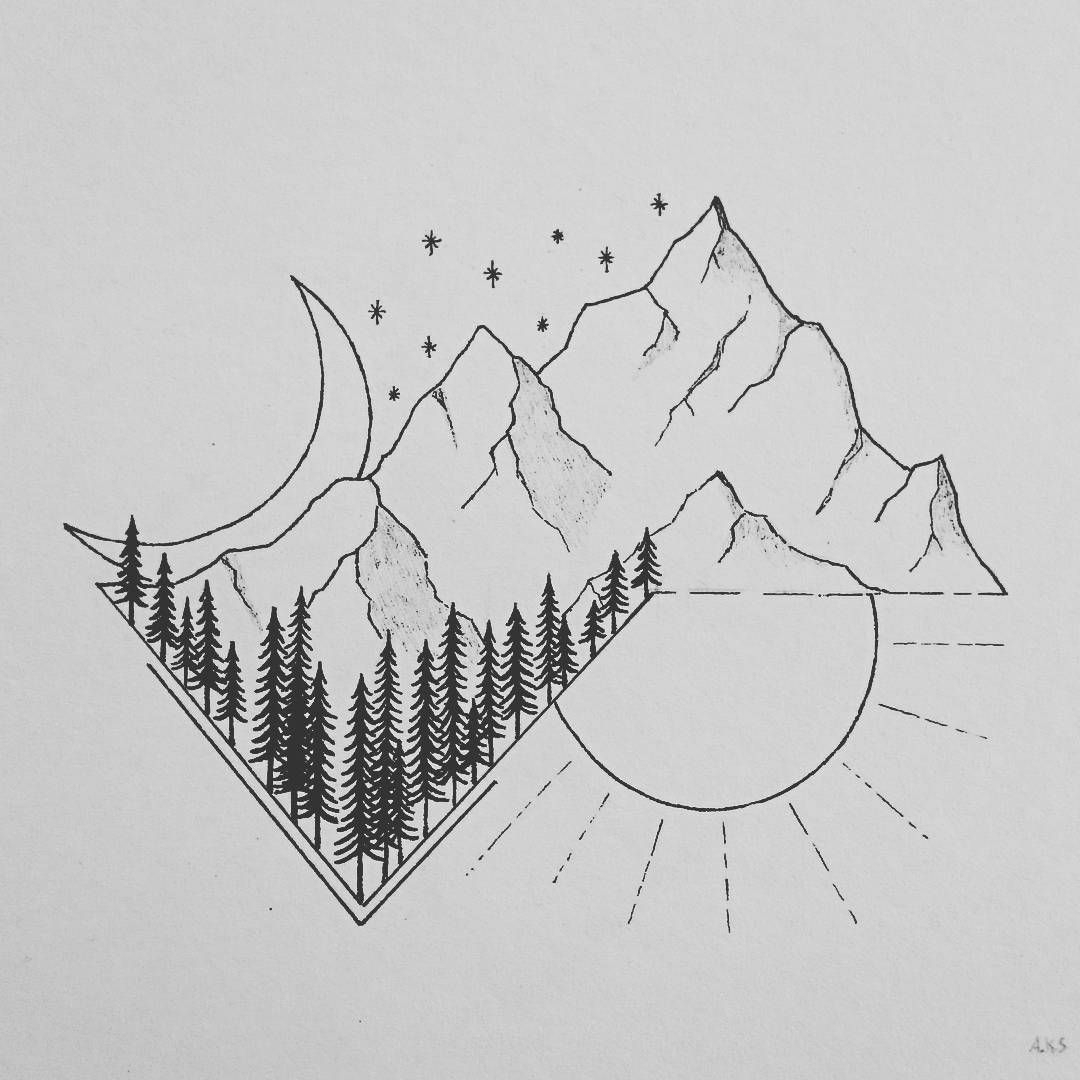 Рисунки для срисовки горы