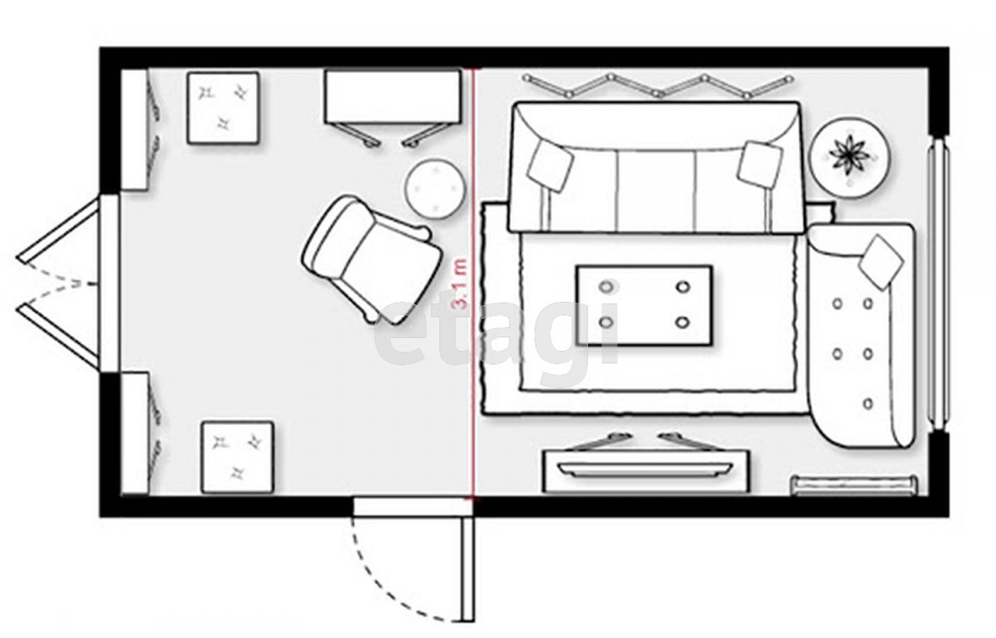 План расположения мебели в комнате