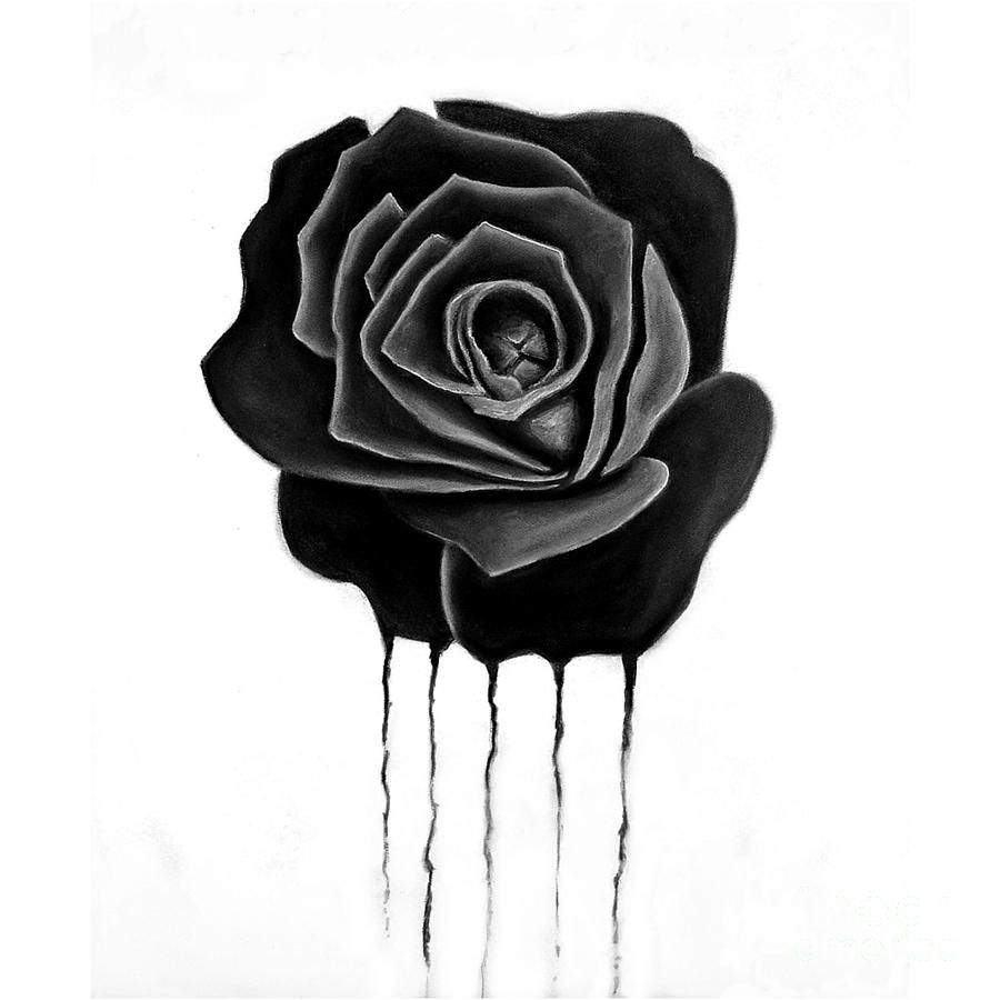 Черная роза нарисованная