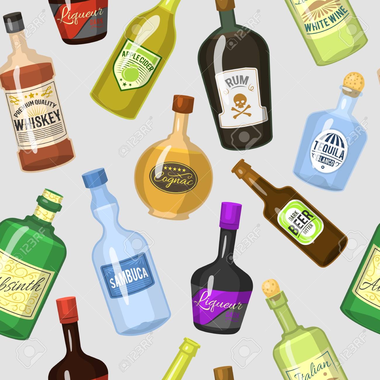 Мультяшные бутылки алкоголя