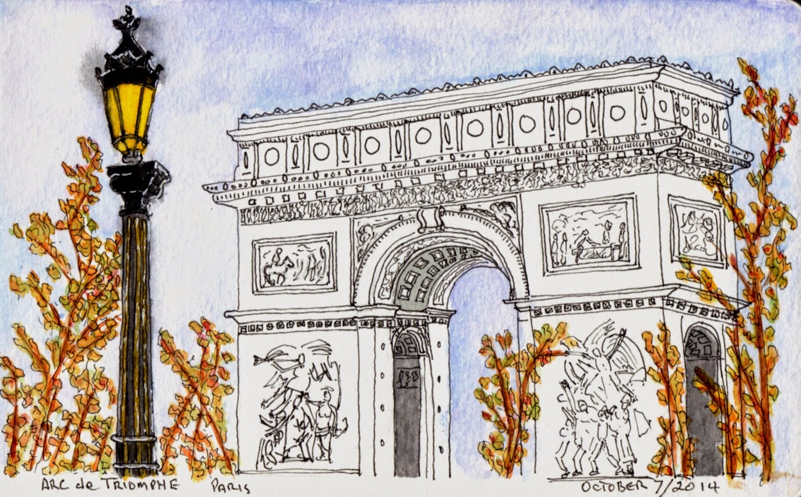 Триумфальная арка Париж рисунок