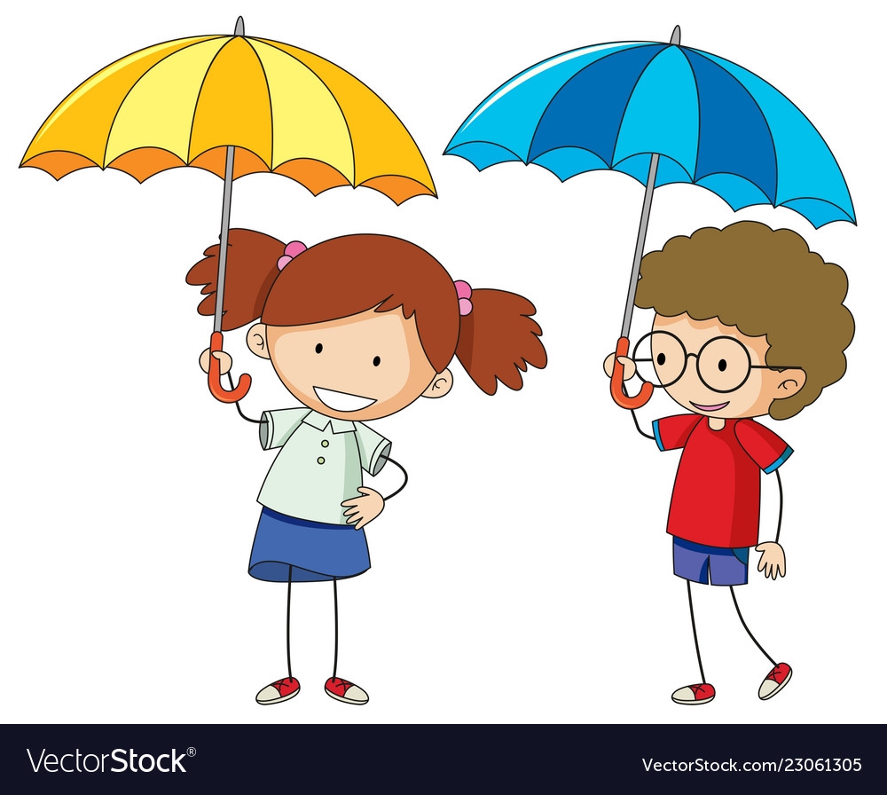 Девочка и мальчик с зонтиком